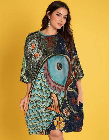 Women’s Fleece Oversized T-Shirt Dress - Nogicle