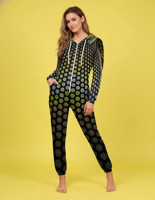 Women’s Zip-Up Hooded Jumpsuit Pajama Set