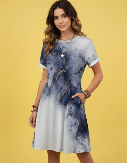 Women’s Short Sleeve Casual Pocket Dress - Nogicle