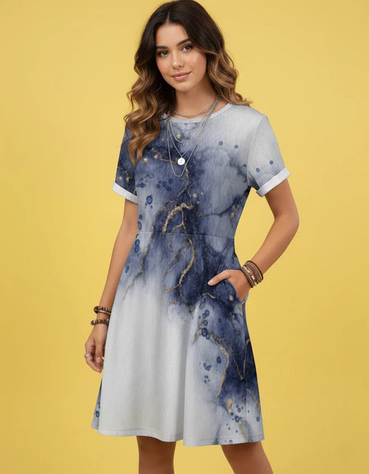 Women’s Short Sleeve Casual Pocket Dress - Nogicle