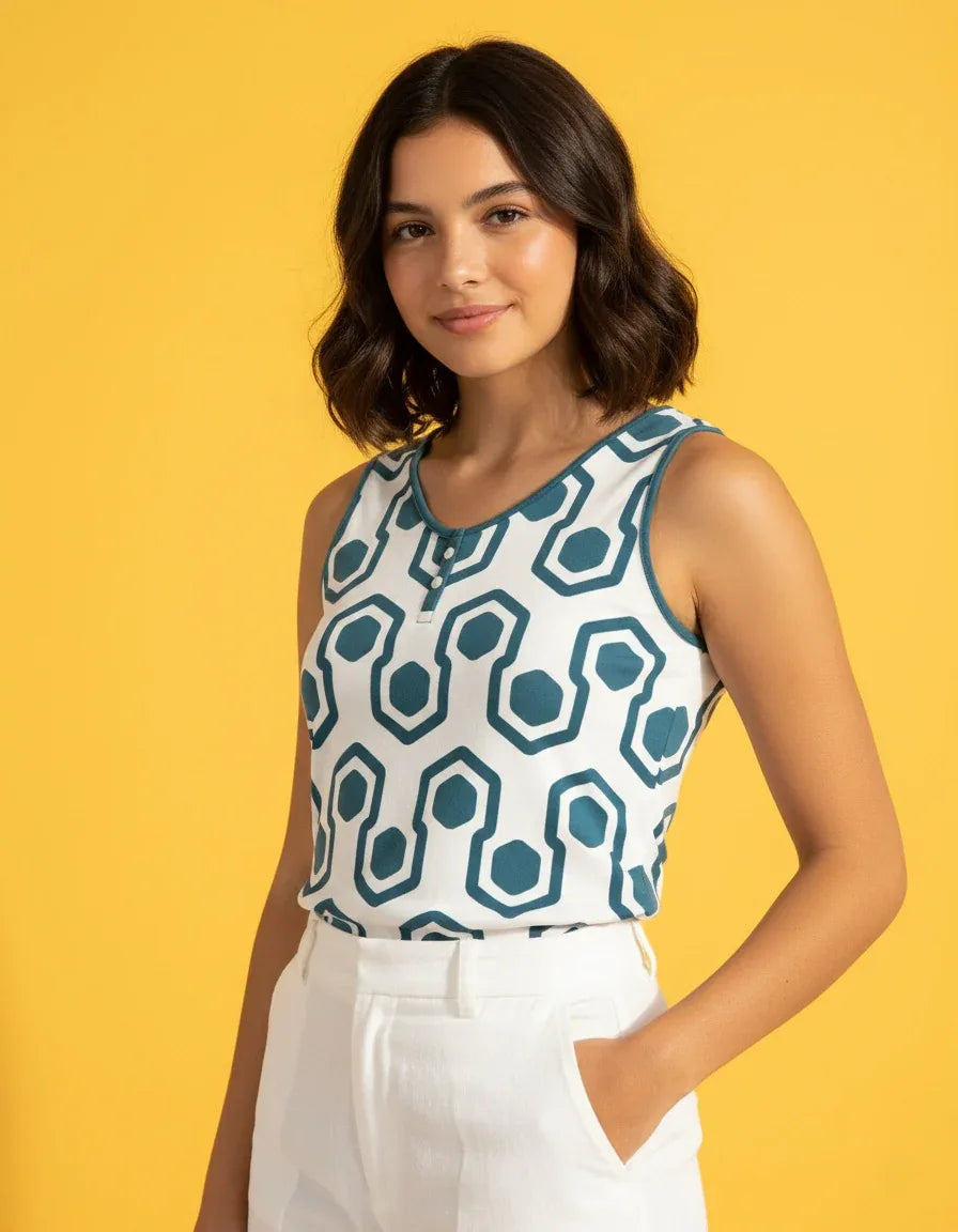 Women’s Button Front Sleeveless Top - Nogicle