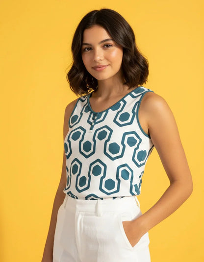 Women’s Button Front Sleeveless Top - Nogicle