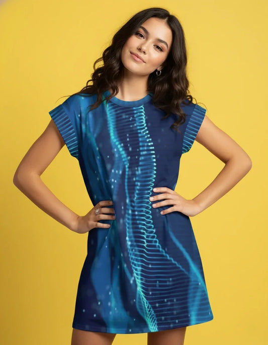 Women’s Crew Neck Cap Sleeve Mini Dress - Nogicle