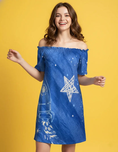 Women’s Off Shoulder Short Sleeve Dress - Nogicle