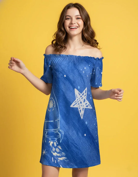 Women’s Off Shoulder Short Sleeve Dress - Nogicle