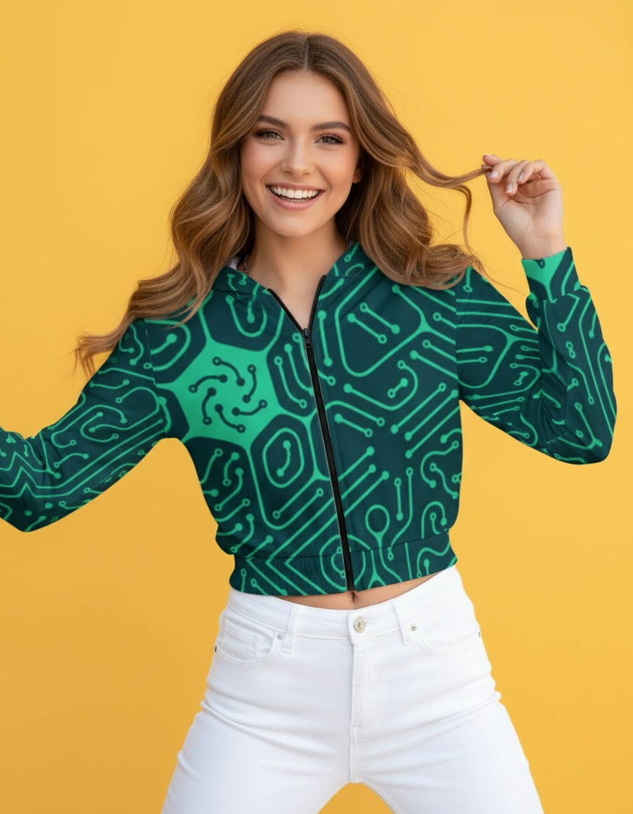 Women’s Zip-Up Elastic Hem Hoodie