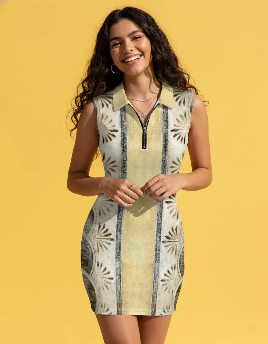 Women’s Zip-Up Sleeveless Polo Mini Dress - Nogicle