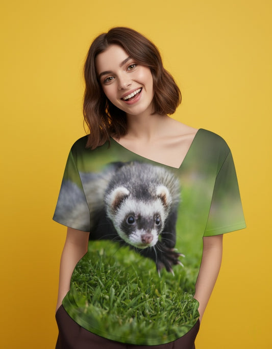 Women’s Asymmetric Neck Short Sleeve T-Shirt