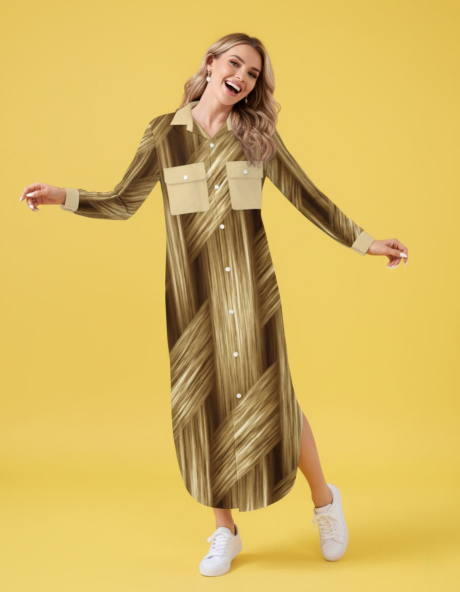 Women’s Long Sleeve Button-Down Shirt Dress