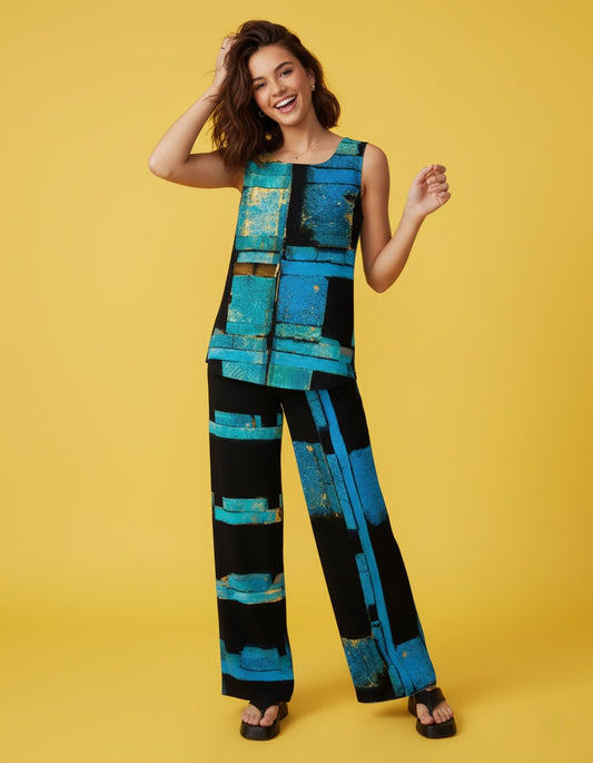 Women’s Sleeveless Top and Wide-Leg Pants Set