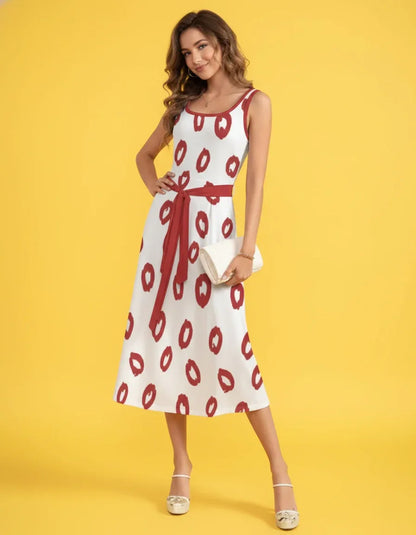 Women’s Sleeveless Belted Midi Dress - Nogicle