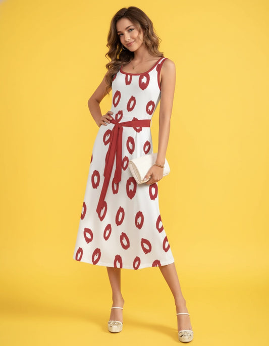 Women’s Sleeveless Belted Midi Dress