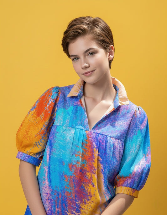 Women’s Puff Sleeve Ruffle Collar Blouse