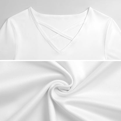 Women’s Crisscross V-Neck Short Sleeve Tee