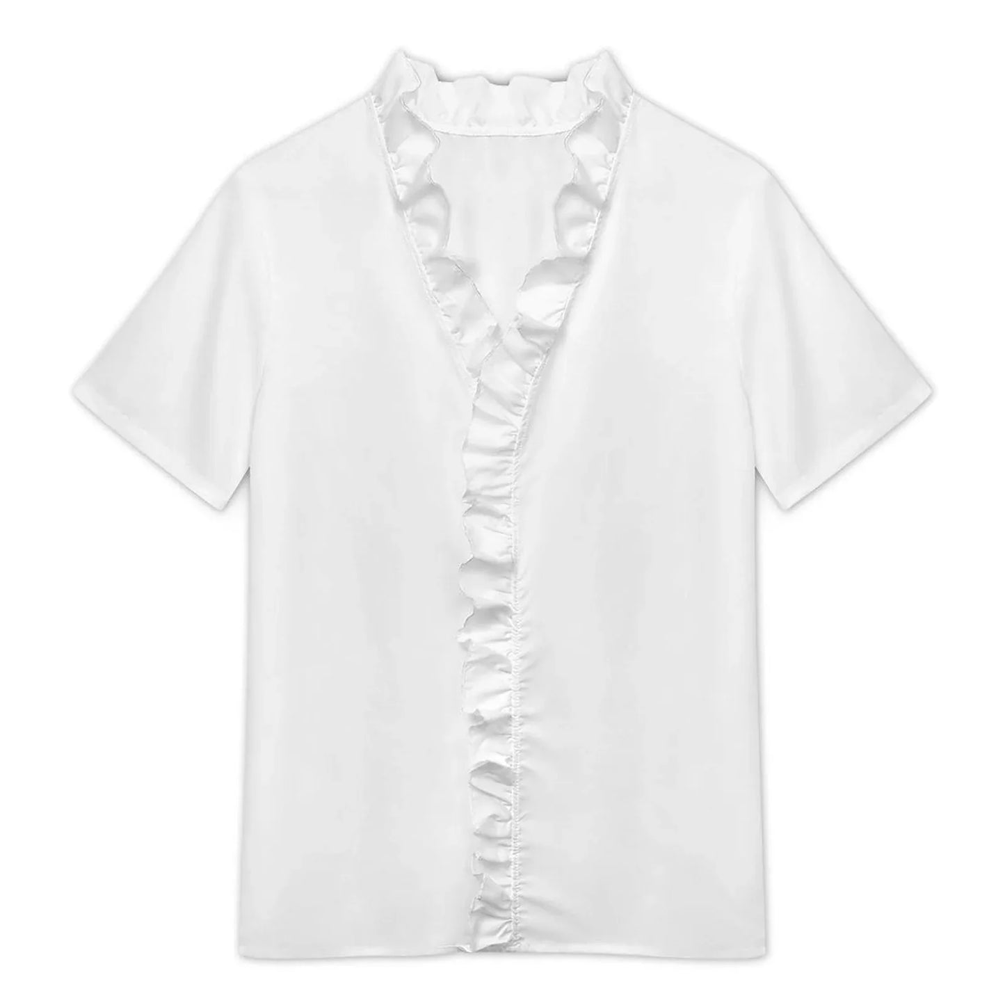 Women’s Ruffle Edge Short Sleeve Blouse - Nogicle