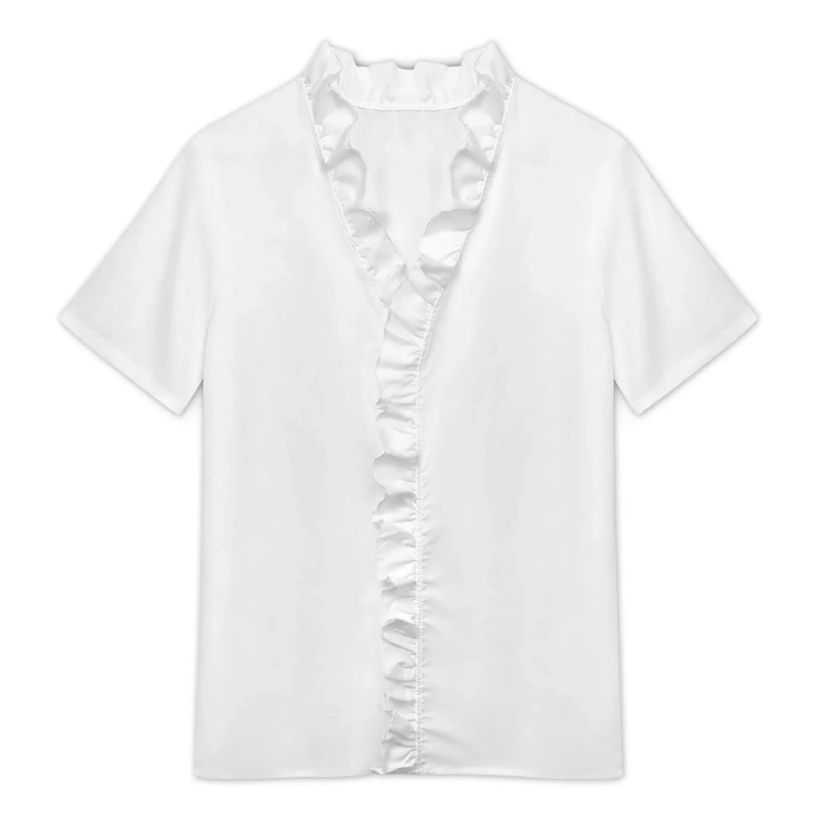 Women’s Ruffle Edge Short Sleeve Blouse - Nogicle