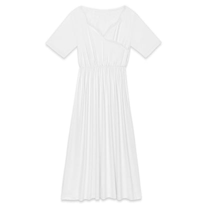 Women’s Petal Neck Short Sleeve Midi Dress