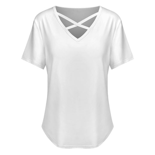 Women’s Crisscross V-Neck Short Sleeve Tee