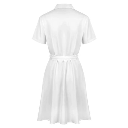Women’s Short Sleeve Button-Down Shirt Dress with Belt - Nogicle