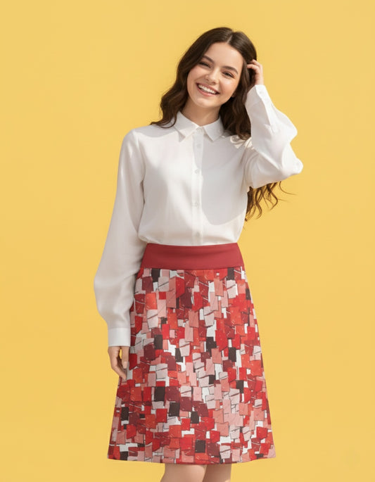 Women’s High-Waist Invisible Zipper A-Line Skirt