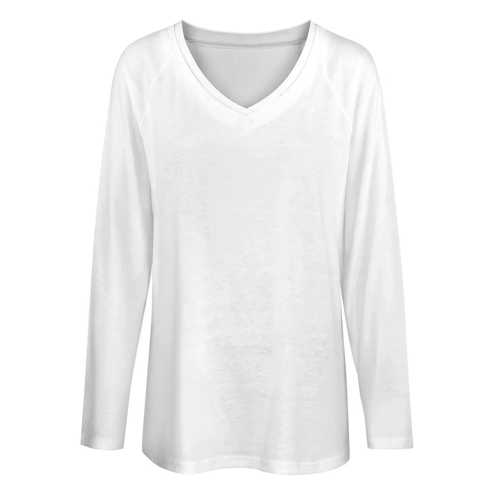 Women's V-Neck Double Layer Long Sleeve Loose Fit T-Shirt - Nogicle