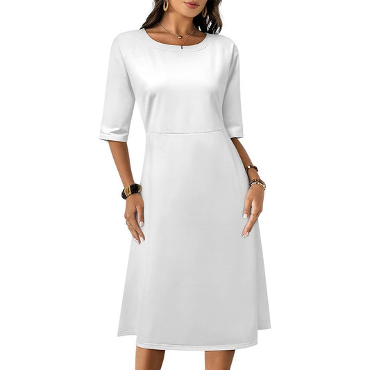 Half-Sleeve A-Line Midi Dress