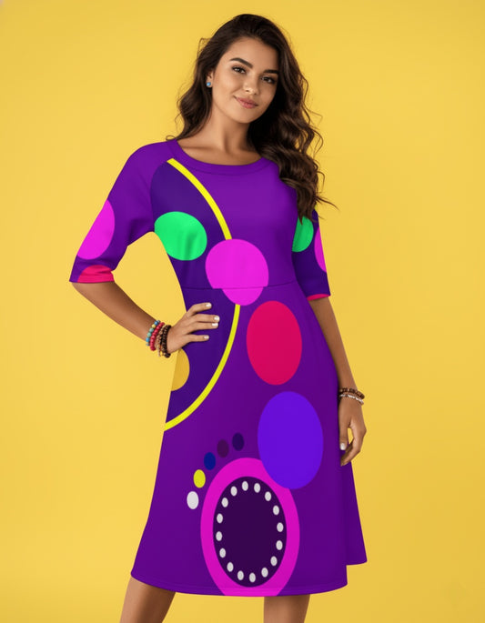 Women’s Classic Mid-Sleeve Midi Dress