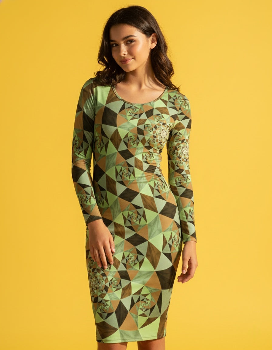 Women’s Long Sleeve Bodycon Midi Dress