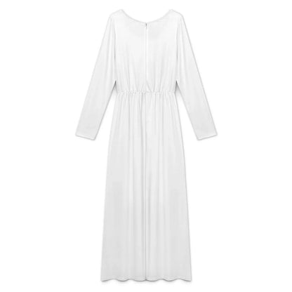 Women’s Round Neck Long Sleeve Maxi Dress - Nogicle