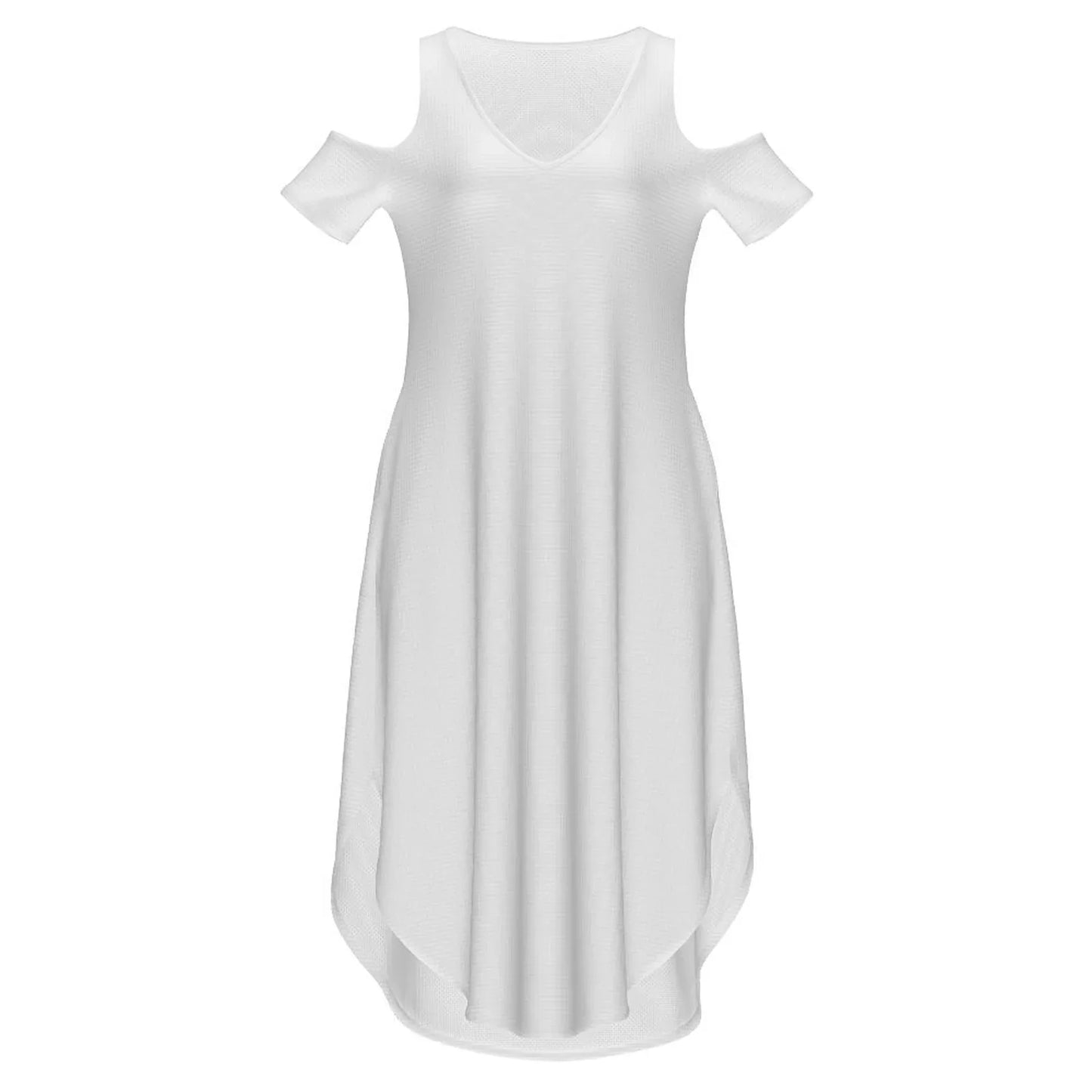 Women’s Cold Shoulder V-Neck Dress - Nogicle