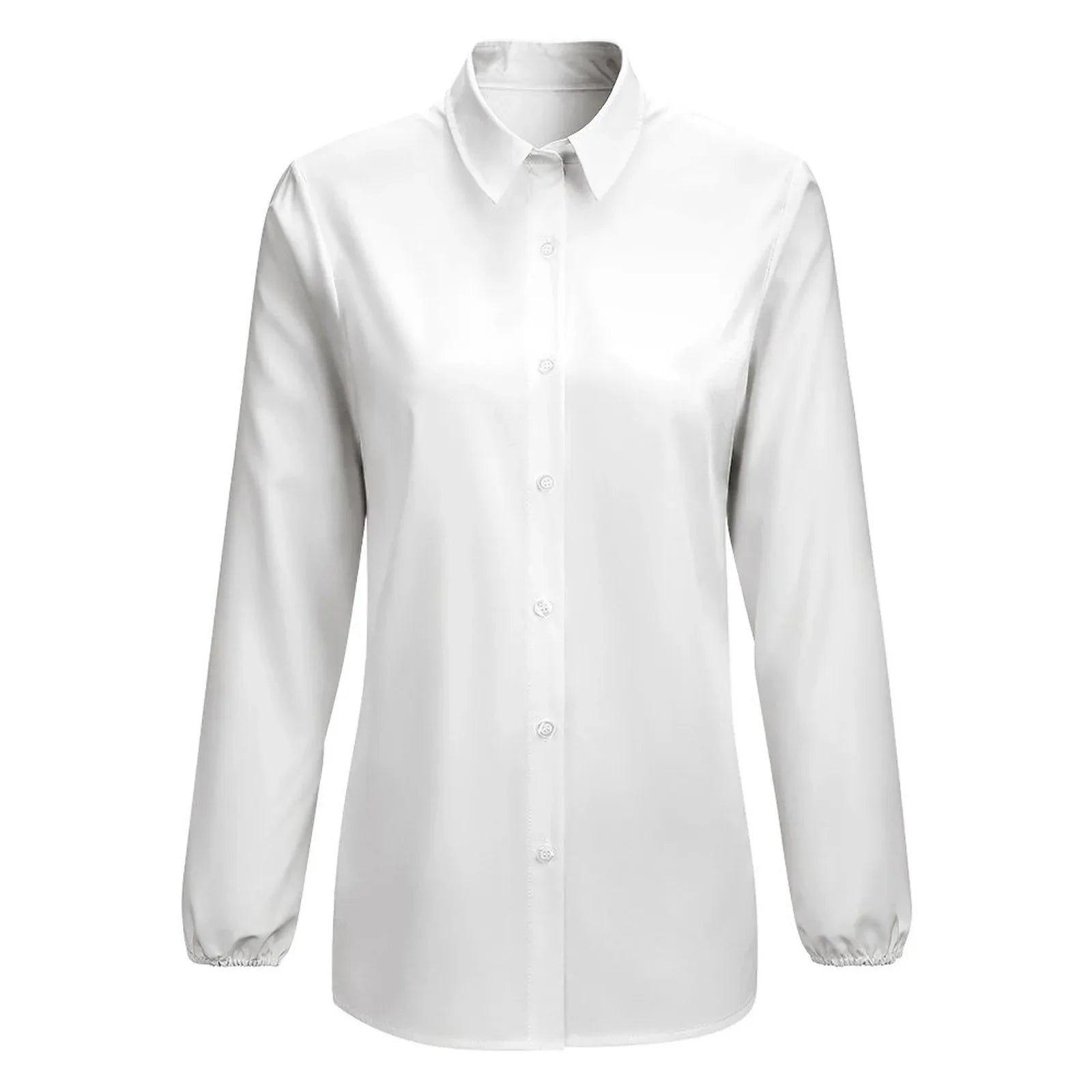 Women's Collared Button-Down Long Sleeve Blouse - Nogicle