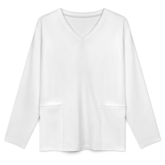 Women’s V-Neck Long Sleeve Scrub Top with Pockets