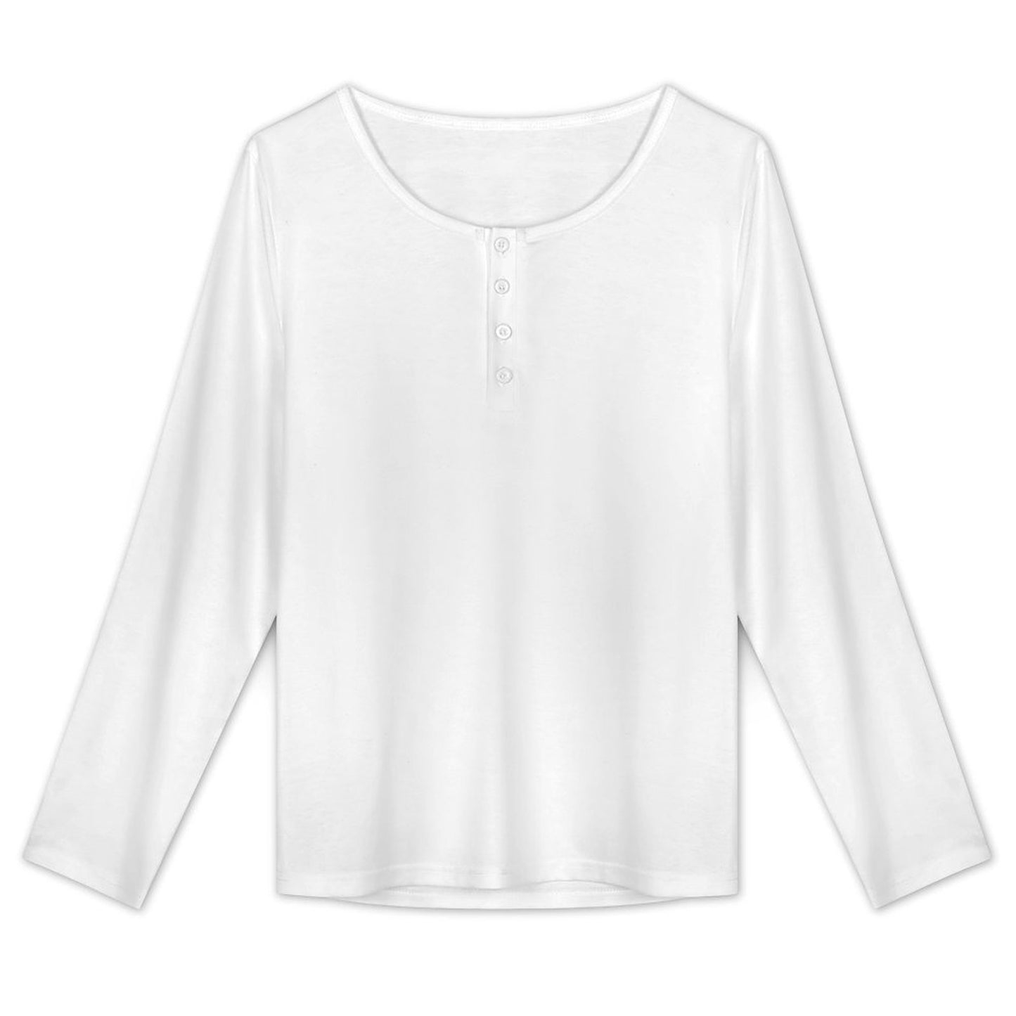 Women’s Button Front Round Neck Long Sleeve Top