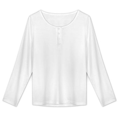 Women’s Button Front Round Neck Long Sleeve Top