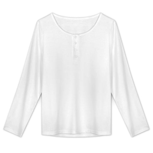 Women’s Button Front Round Neck Long Sleeve Top