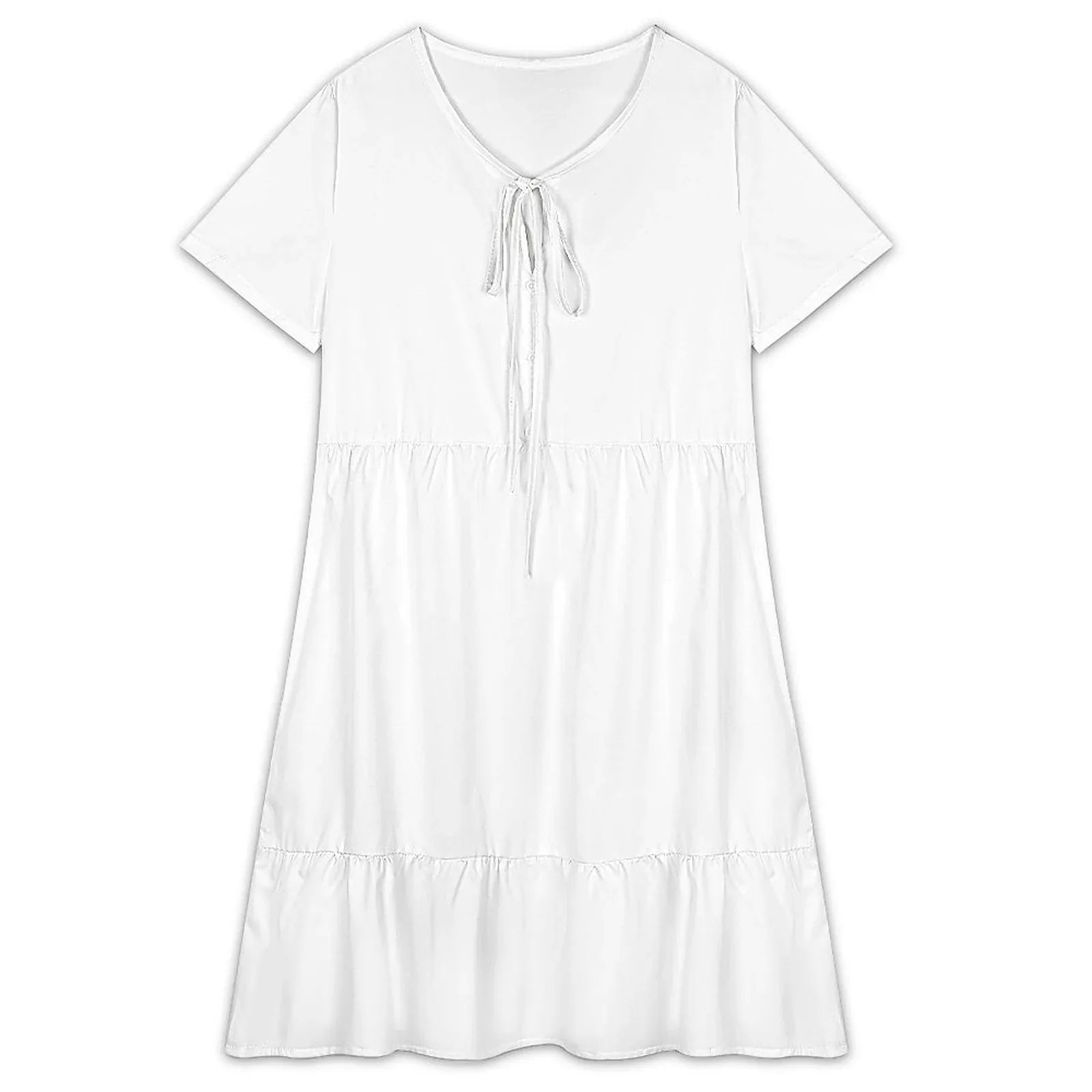 Women’s Short-Sleeve Tie-Neck Dress - Nogicle