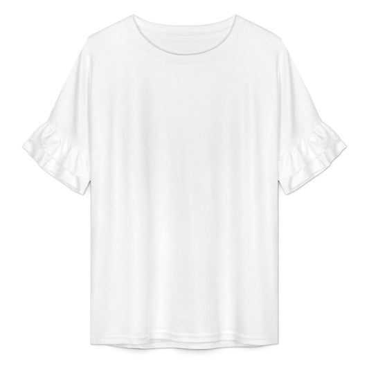 Women’s Crew Neck Ruffle Sleeve T Shirt