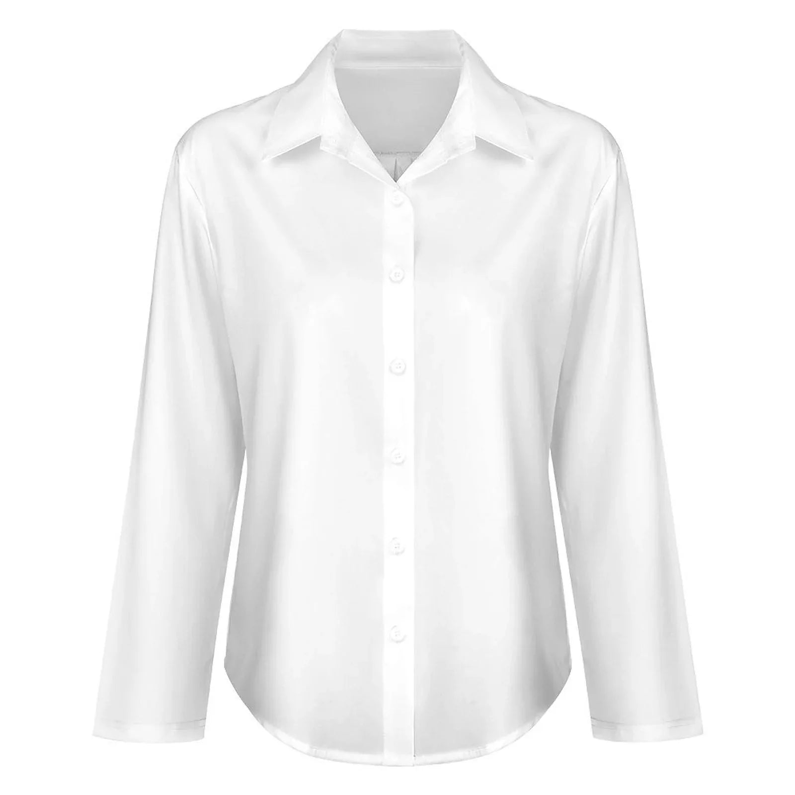 Women’s Curved Hem Button-Up Shirt - Nogicle