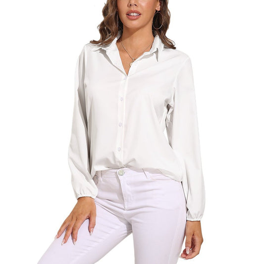 Collared Button-Down Long Sleeve Blouse