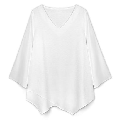 Women’s V-Neck Faux Linen Blouse