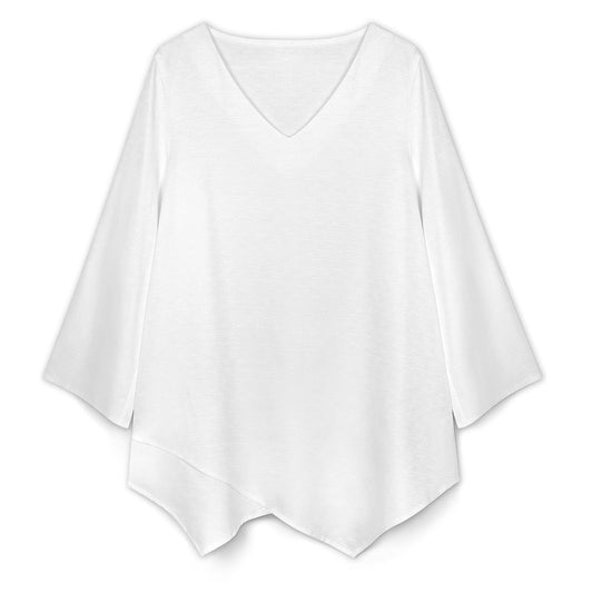 Women’s V-Neck Faux Linen Blouse