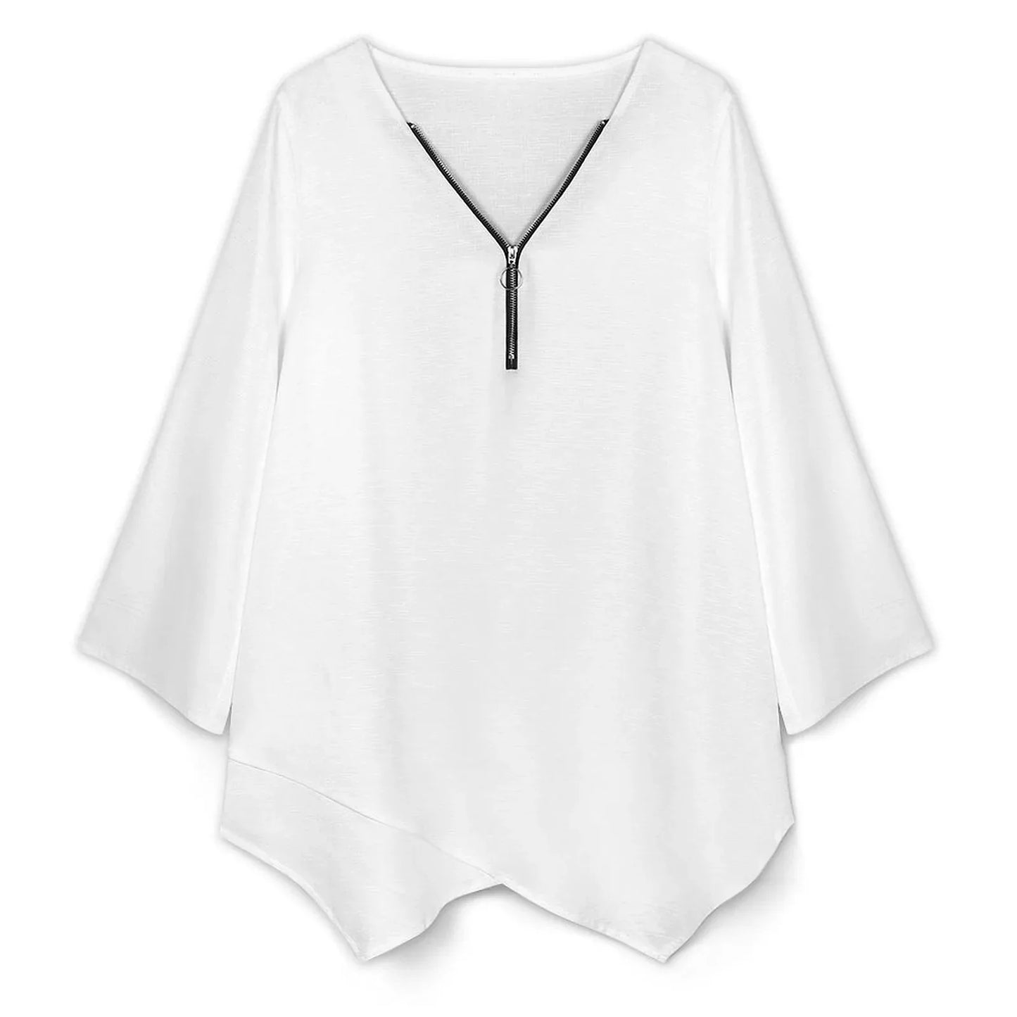 Women’s V-Neck Zip Blouse - Nogicle