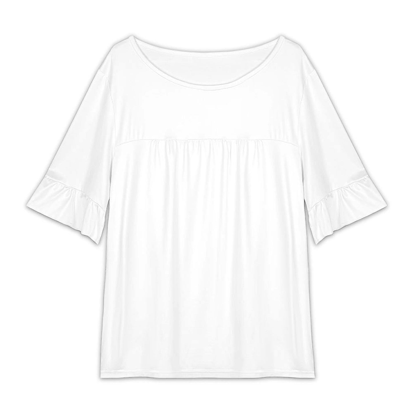 Women’s Round Neck Ruffle Sleeve T Shirt