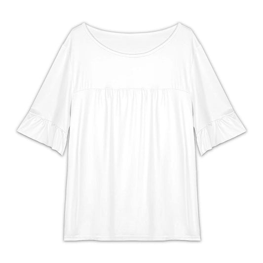 Women’s Round Neck Ruffle Sleeve T Shirt