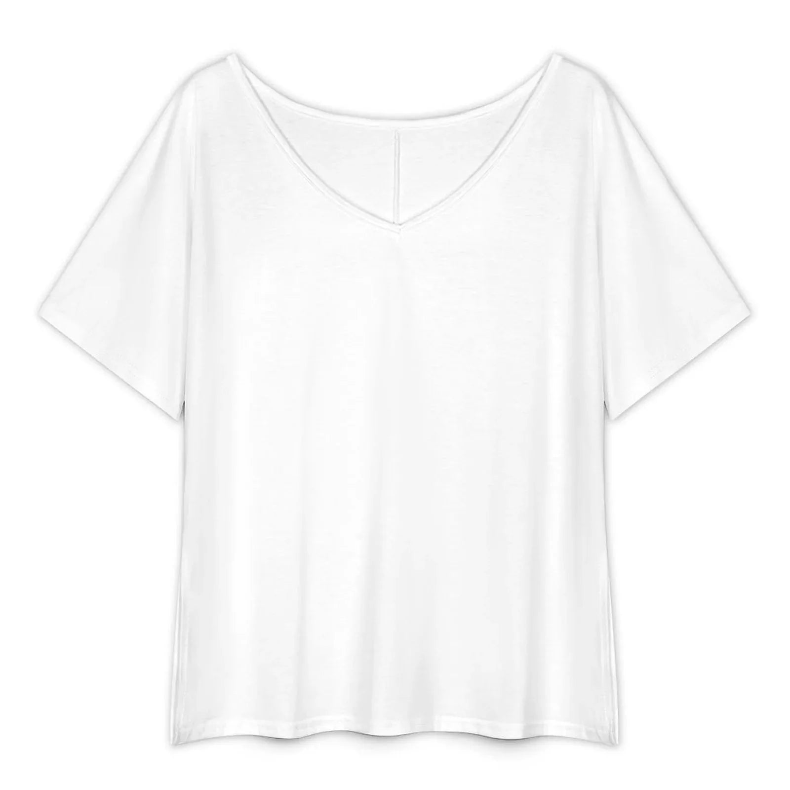 Women’s V Neck Loose Fit T Shirt with Side Slits - Nogicle