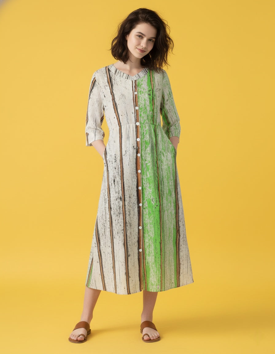 Women’s Button-Down Casual Midi Dress