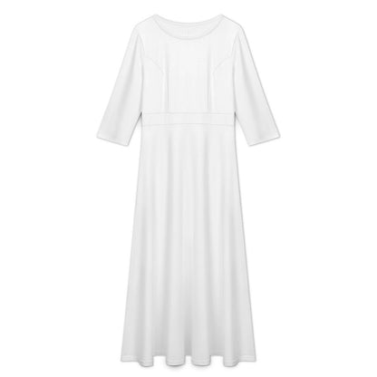 Women’s Round Neck Mid-Sleeve Long Dress