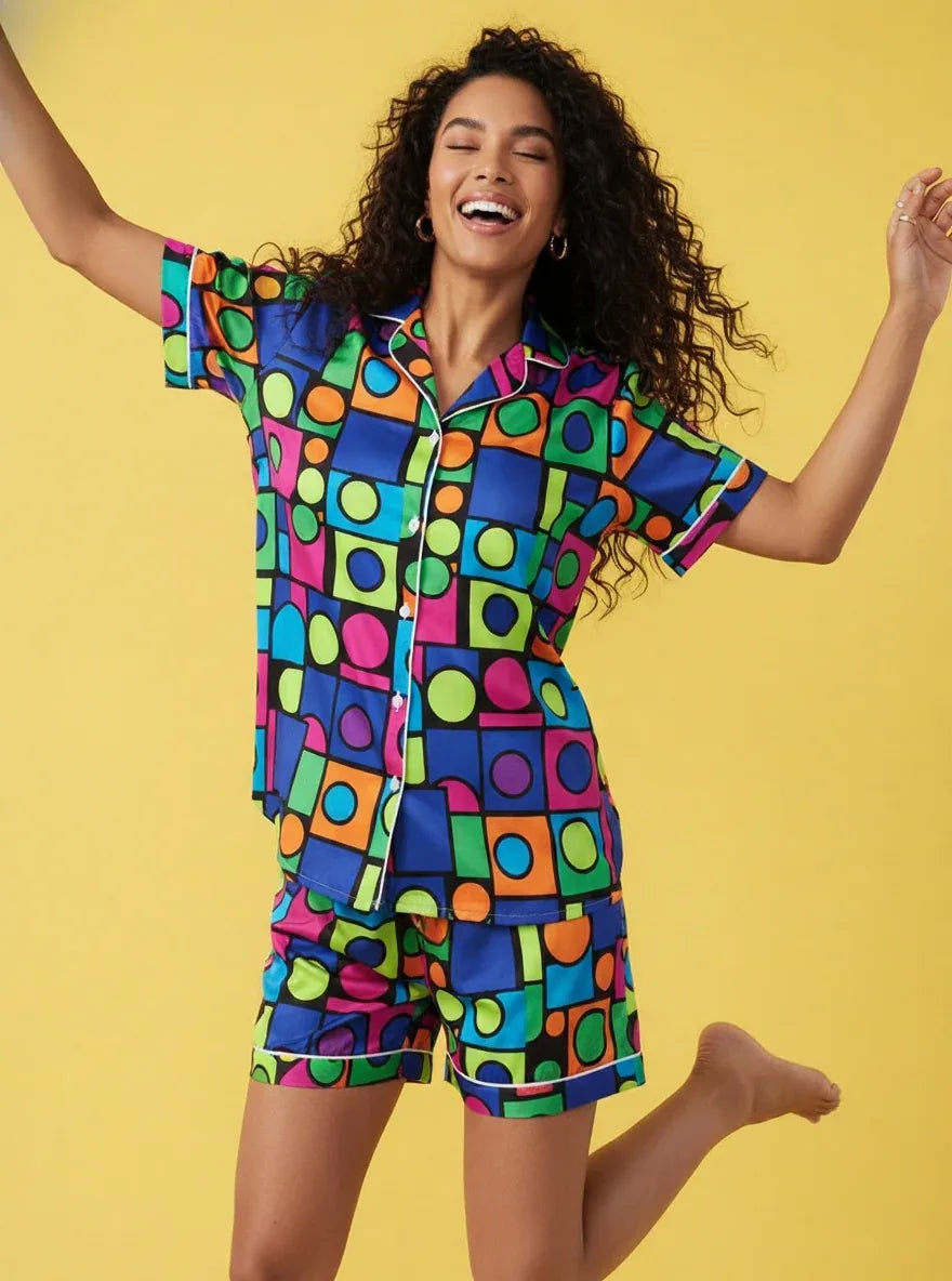 Women’s Satin Short Sleeve Pajama Set - Nogicle