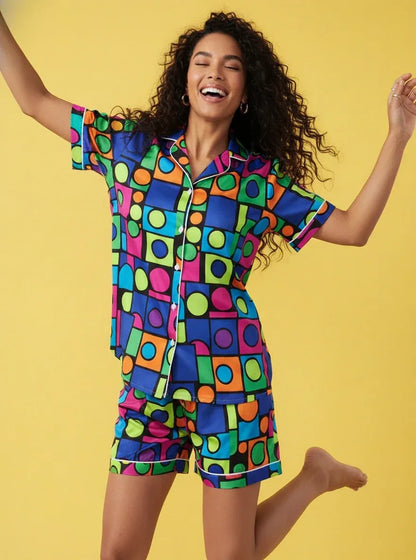 Women’s Satin Short Sleeve Pajama Set - Nogicle