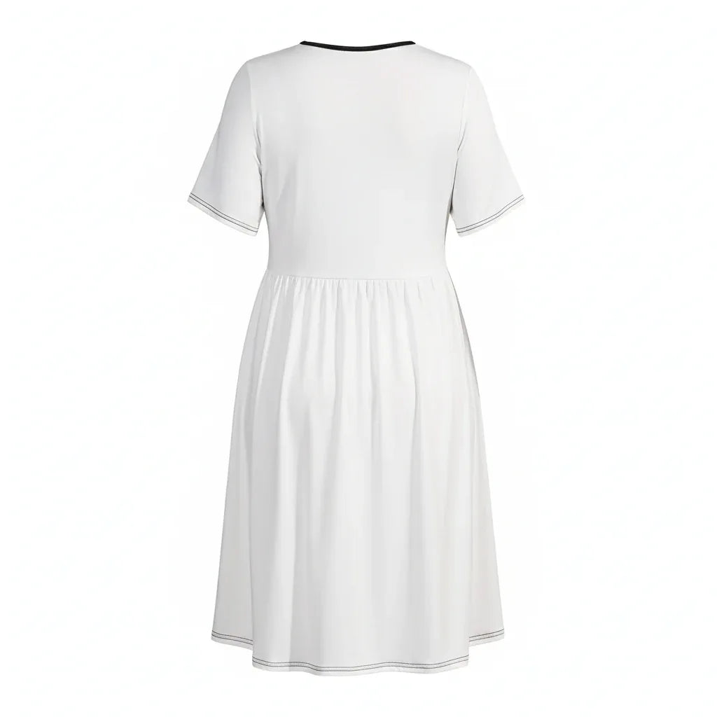 Women's Plus Size Contrast Trim Skater Dress - Nogicle